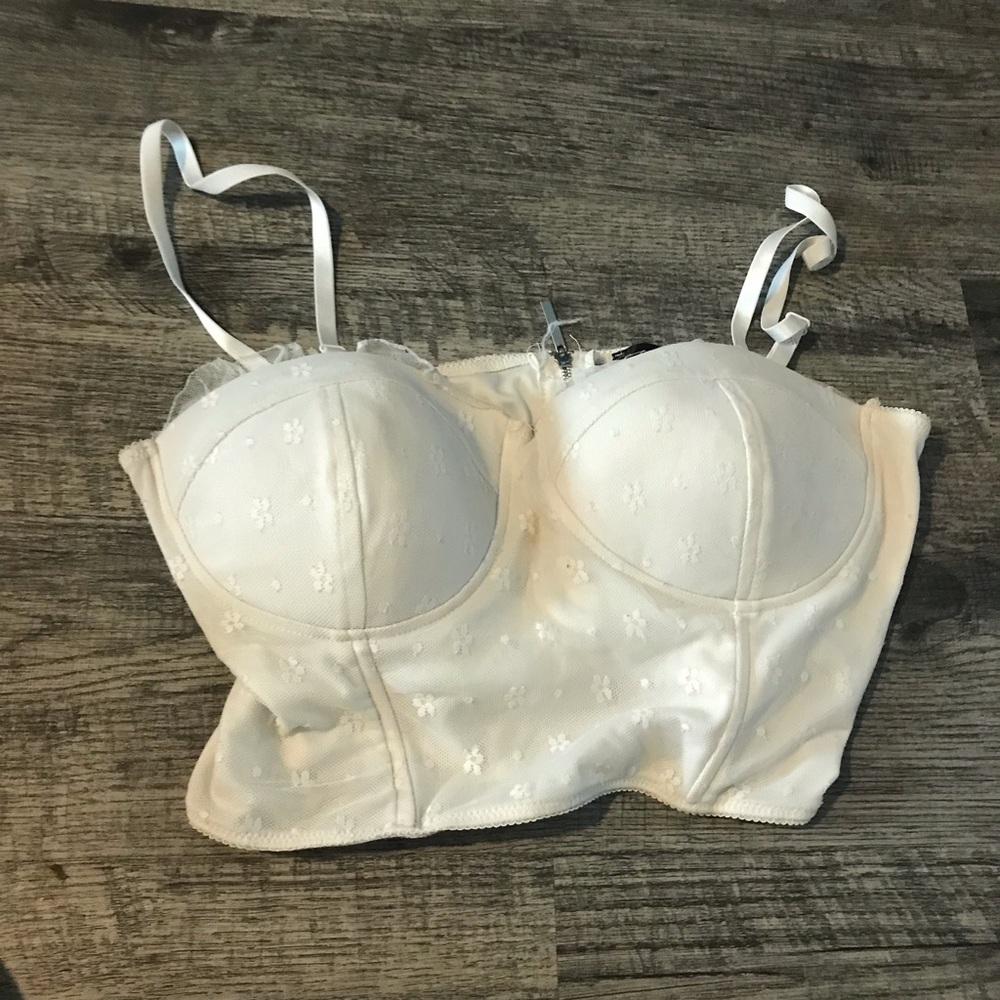 white corset floral top XL